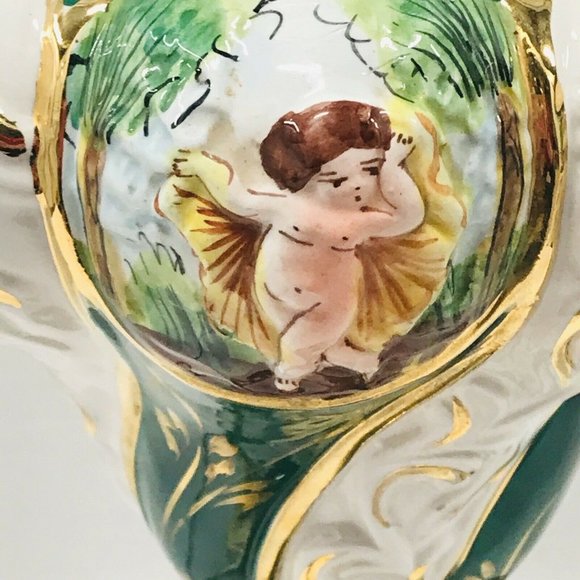 Vintage Capodimonte Italian Cherubs Lamp | Gold Gilt Swirl Reticulated Design | - Picture 1 of 13